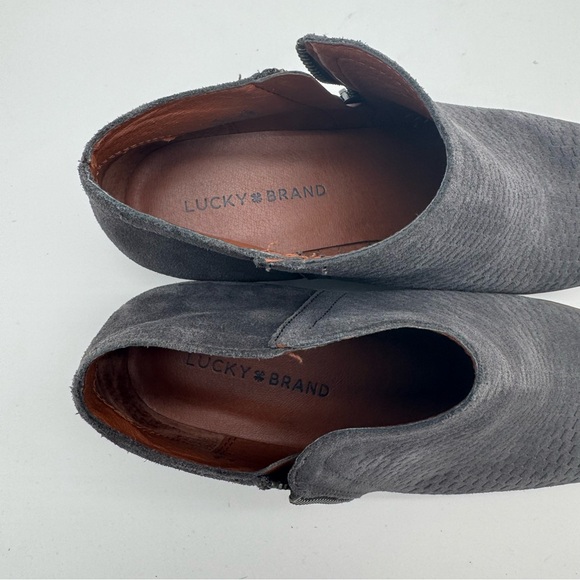 Lucky Brand Brielley Gray Suede Leather Perforated Ankle Bootie Size 9.5 M - Picture 9 of 11